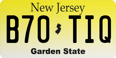 NJ license plate B70TIQ