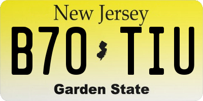 NJ license plate B70TIU