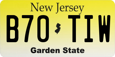 NJ license plate B70TIW