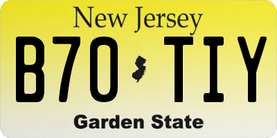 NJ license plate B70TIY