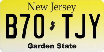 NJ license plate B70TJY