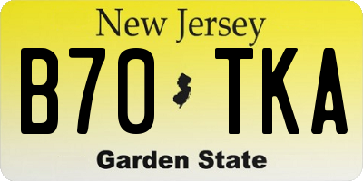 NJ license plate B70TKA