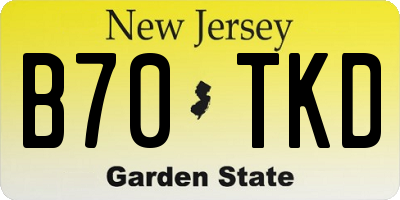 NJ license plate B70TKD