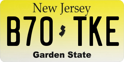 NJ license plate B70TKE