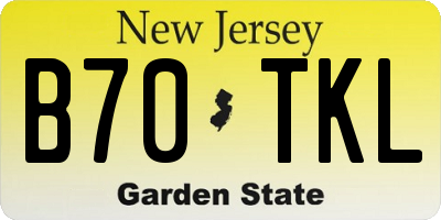 NJ license plate B70TKL