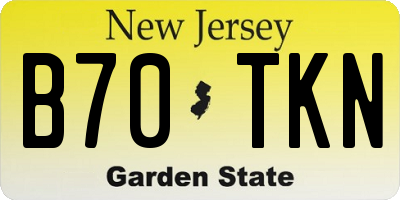 NJ license plate B70TKN