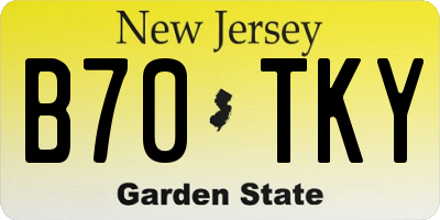 NJ license plate B70TKY
