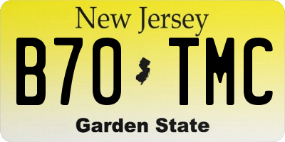 NJ license plate B70TMC