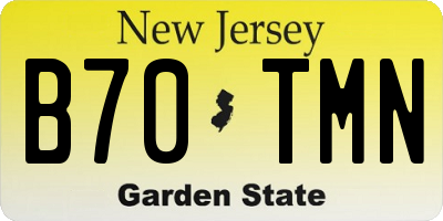 NJ license plate B70TMN