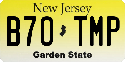 NJ license plate B70TMP