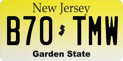 NJ license plate B70TMW
