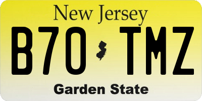 NJ license plate B70TMZ