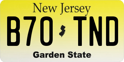 NJ license plate B70TND