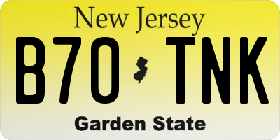 NJ license plate B70TNK