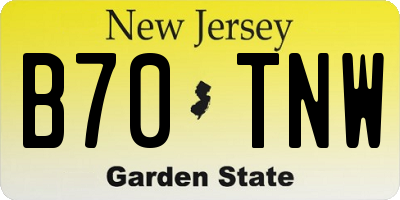 NJ license plate B70TNW