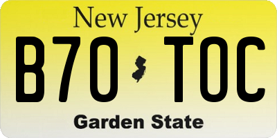 NJ license plate B70TOC