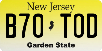 NJ license plate B70TOD