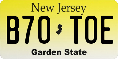 NJ license plate B70TOE