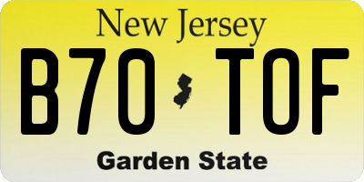 NJ license plate B70TOF