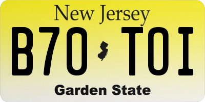 NJ license plate B70TOI