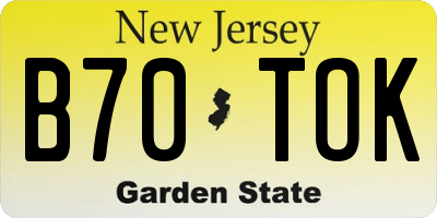 NJ license plate B70TOK