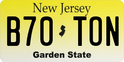 NJ license plate B70TON