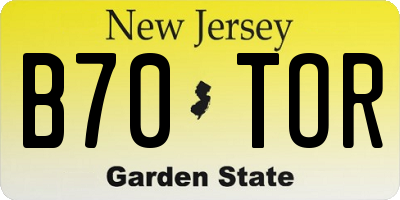 NJ license plate B70TOR