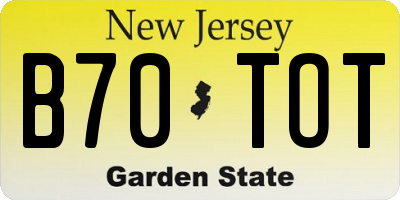 NJ license plate B70TOT