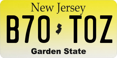 NJ license plate B70TOZ