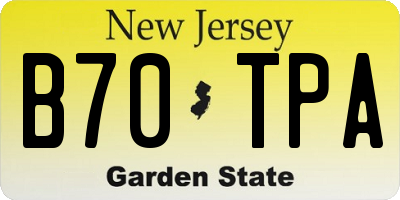 NJ license plate B70TPA
