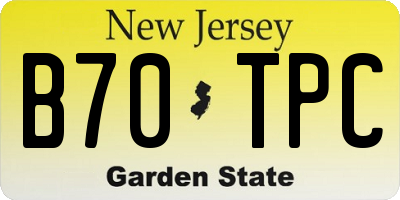 NJ license plate B70TPC