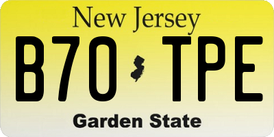 NJ license plate B70TPE