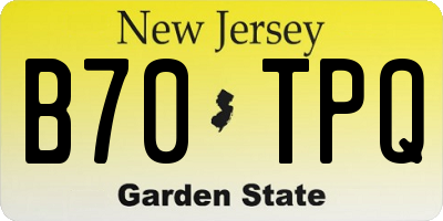 NJ license plate B70TPQ