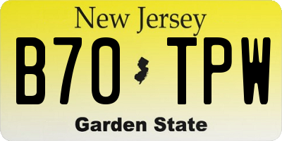 NJ license plate B70TPW