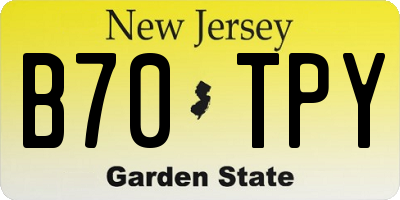 NJ license plate B70TPY
