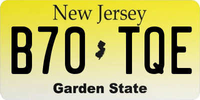 NJ license plate B70TQE