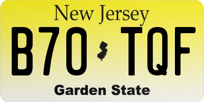 NJ license plate B70TQF