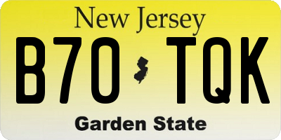 NJ license plate B70TQK