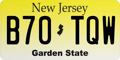 NJ license plate B70TQW