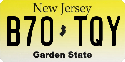 NJ license plate B70TQY