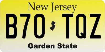 NJ license plate B70TQZ