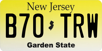 NJ license plate B70TRW