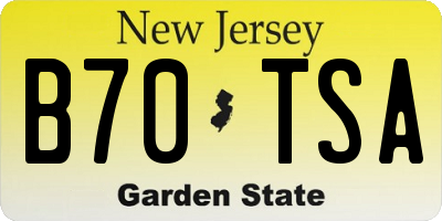 NJ license plate B70TSA