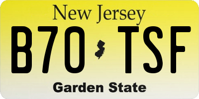 NJ license plate B70TSF