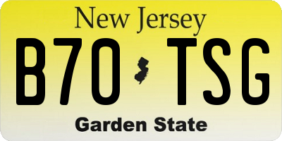 NJ license plate B70TSG