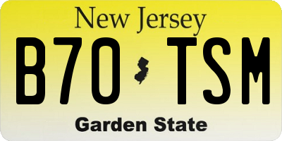 NJ license plate B70TSM