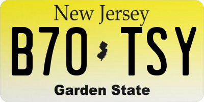 NJ license plate B70TSY