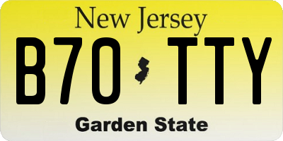 NJ license plate B70TTY