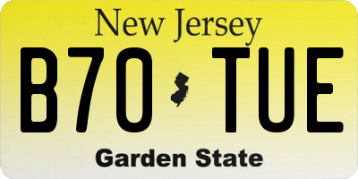 NJ license plate B70TUE