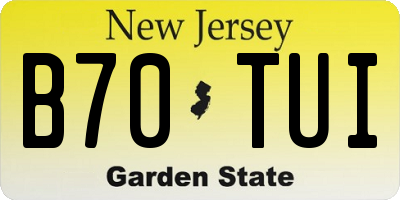 NJ license plate B70TUI